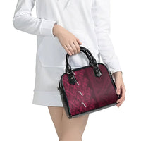 Burgundy Hibiscus Monstera Seamless Kakau Hawaii Shoulder Handbag LT14 - Polynesian Pride