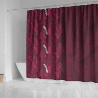 Burgundy Hibiscus Monstera Seamless Kakau Hawaii Shower Curtain LT14 - Polynesian Pride