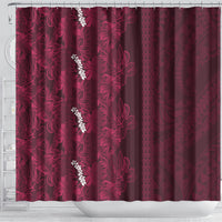 Burgundy Hibiscus Monstera Seamless Kakau Hawaii Shower Curtain LT14 - Polynesian Pride