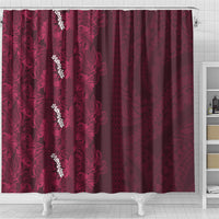 Burgundy Hibiscus Monstera Seamless Kakau Hawaii Shower Curtain LT14 - Polynesian Pride