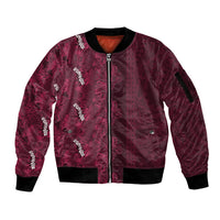 Burgundy Hibiscus Monstera Seamless Kakau Hawaii Sleeve Zip Bomber Jacket LT14 Unisex Burgundy - Polynesian Pride