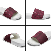 Burgundy Hibiscus Monstera Seamless Kakau Hawaii Slide Sandals LT14 - Polynesian Pride