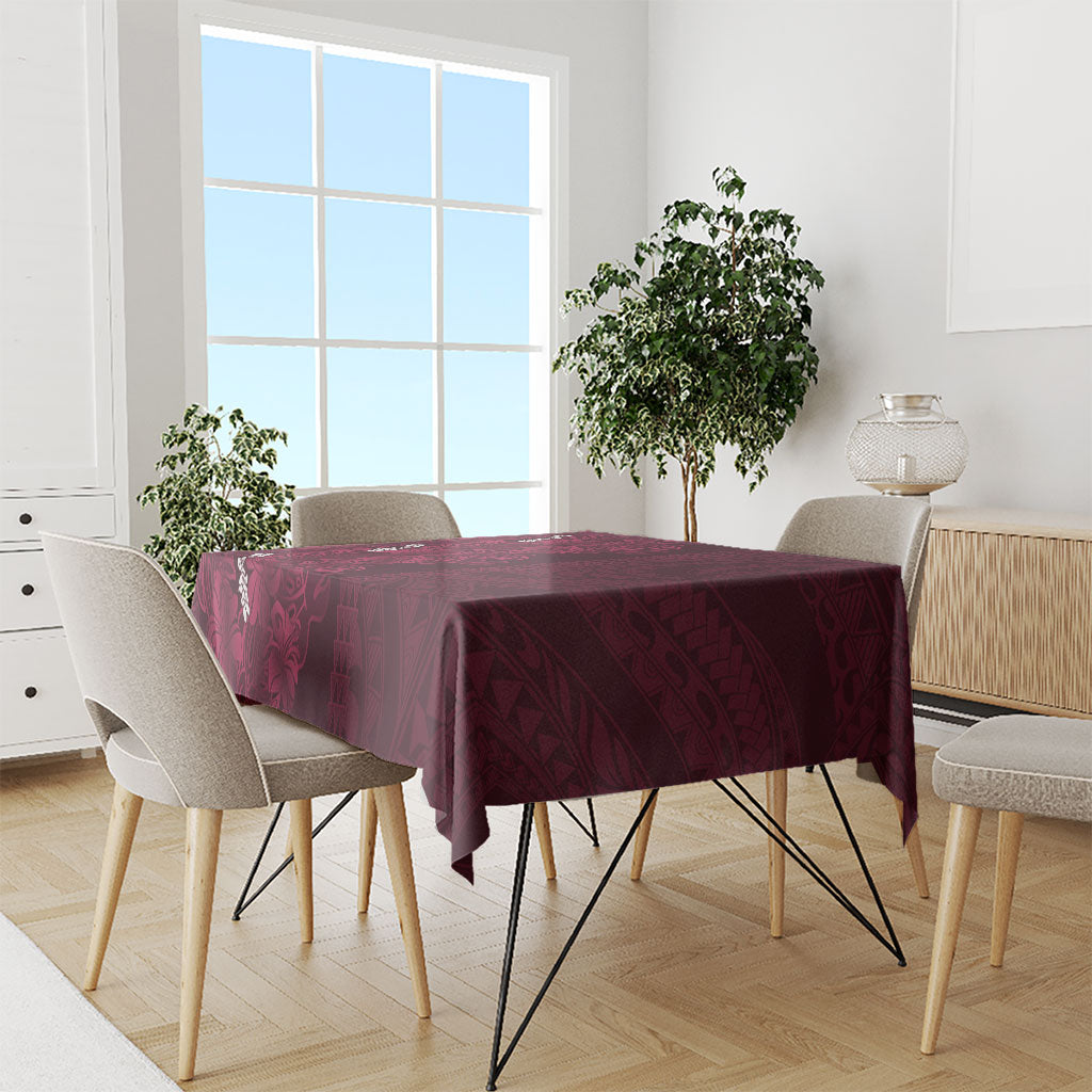 Burgundy Hibiscus Monstera Seamless Kakau Hawaii Tablecloth