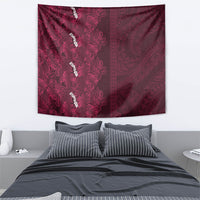 Burgundy Hibiscus Monstera Seamless Kakau Hawaii Tapestry LT14 - Polynesian Pride