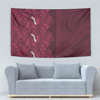 Burgundy Hibiscus Monstera Seamless Kakau Hawaii Tapestry LT14 - Polynesian Pride
