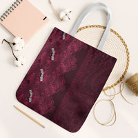 Burgundy Hibiscus Monstera Seamless Kakau Hawaii Tote Bag LT14 White Strap One Size Burgundy - Polynesian Pride
