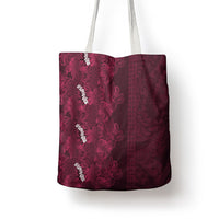 Burgundy Hibiscus Monstera Seamless Kakau Hawaii Tote Bag LT14 - Polynesian Pride