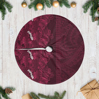 Burgundy Hibiscus Monstera Seamless Kakau Hawaii Tree Skirt LT14 Casual Burgundy - Polynesian Pride