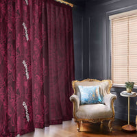 Burgundy Hibiscus Monstera Seamless Kakau Hawaii Window Curtain LT14 - Polynesian Pride