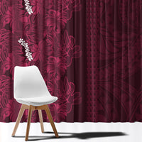 Burgundy Hibiscus Monstera Seamless Kakau Hawaii Window Curtain LT14 - Polynesian Pride