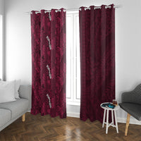 Burgundy Hibiscus Monstera Seamless Kakau Hawaii Window Curtain LT14 With Grommets Burgundy - Polynesian Pride