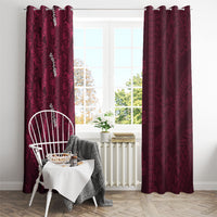Burgundy Hibiscus Monstera Seamless Kakau Hawaii Window Curtain LT14 - Polynesian Pride