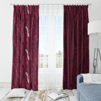 Burgundy Hibiscus Monstera Seamless Kakau Hawaii Window Curtain LT14 - Polynesian Pride