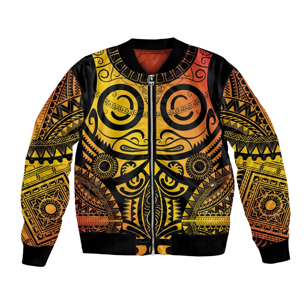 Marquesas Islands Bomber Jacket Marquesan Tattoo Yellow Gradient - Polynesian Pride