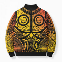 Marquesas Islands Bomber Puffer Jacket Marquesan Tattoo Yellow Gradient - Polynesian Pride