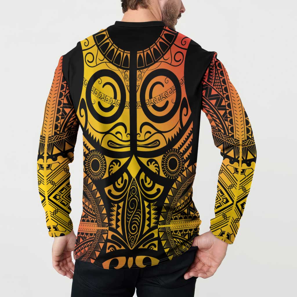 Marquesas Islands Button Sweatshirt Marquesan Tattoo Yellow Gradient - Polynesian Pride