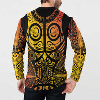 Marquesas Islands Button Sweatshirt Marquesan Tattoo Yellow Gradient - Polynesian Pride