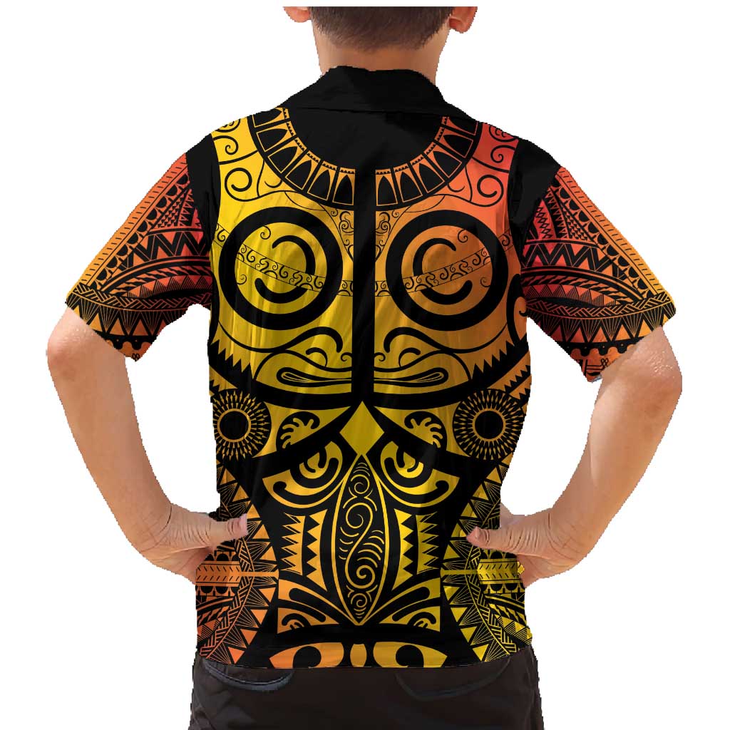 Marquesas Islands Family Matching Mermaid Dress and Hawaiian Shirt Marquesan Tattoo Yellow Gradient - Polynesian Pride