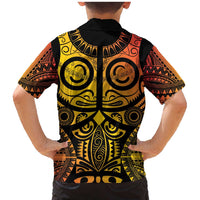 Marquesas Islands Family Matching Mermaid Dress and Hawaiian Shirt Marquesan Tattoo Yellow Gradient - Polynesian Pride