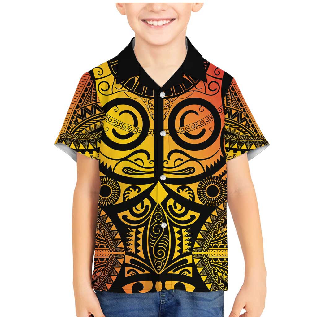 Marquesas Islands Family Matching Mermaid Dress and Hawaiian Shirt Marquesan Tattoo Yellow Gradient - Polynesian Pride