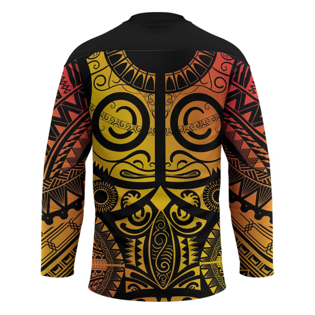 Marquesas Islands Hockey Jersey Marquesan Tattoo Yellow Gradient - Polynesian Pride