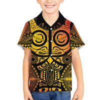 Marquesas Islands Kid Hawaiian Shirt Marquesan Tattoo Yellow Gradient - Polynesian Pride