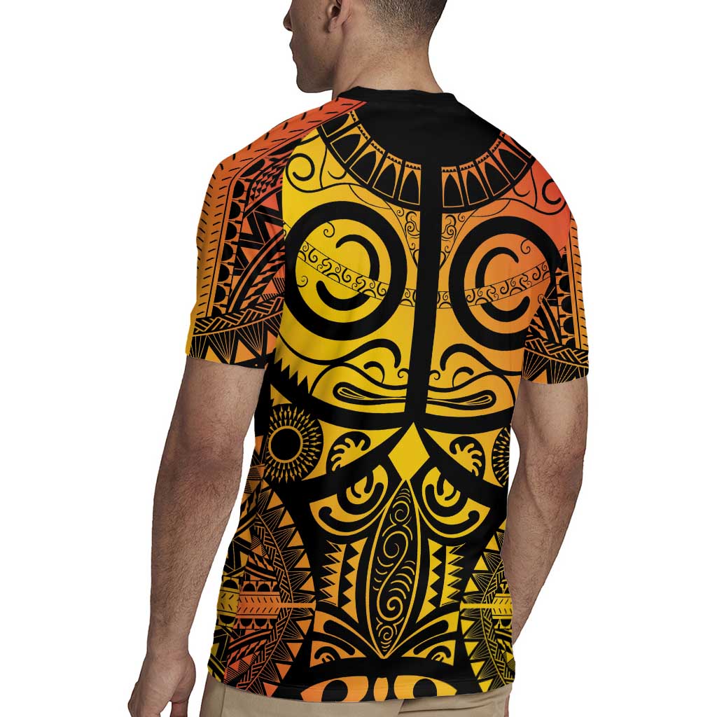 Marquesas Islands Rugby Jersey Marquesan Tattoo Yellow Gradient - Polynesian Pride