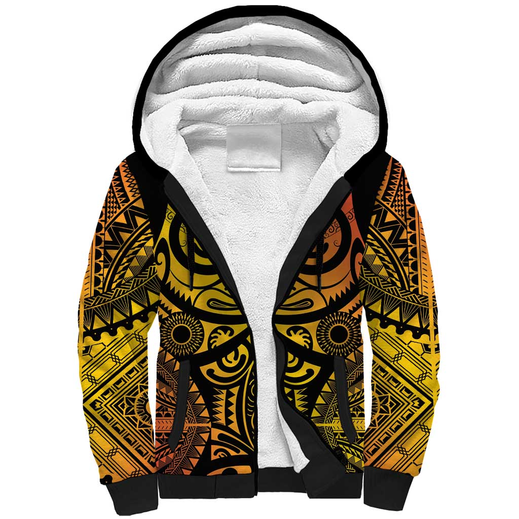 Marquesas Islands Sherpa Hoodie Marquesan Tattoo Yellow Gradient - Polynesian Pride