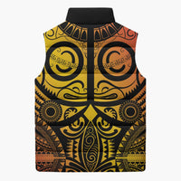 Marquesas Islands Sleeveless Puffer Jacket Marquesan Tattoo Yellow Gradient - Polynesian Pride