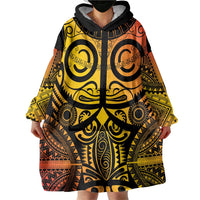 Marquesas Islands Wearable Blanket Hoodie Marquesan Tattoo Yellow Gradient - Polynesian Pride