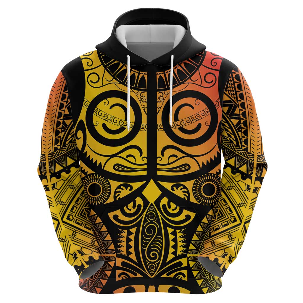 Marquesas Islands Zip Hoodie Marquesan Tattoo Yellow Gradient - Polynesian Pride