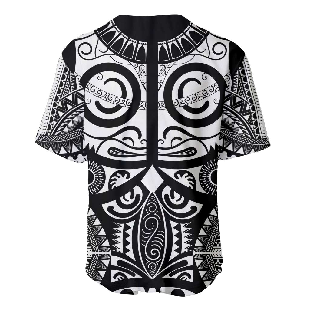 Marquesas Islands Baseball Jersey Marquesan Tattoo Black White Color - Polynesian Pride