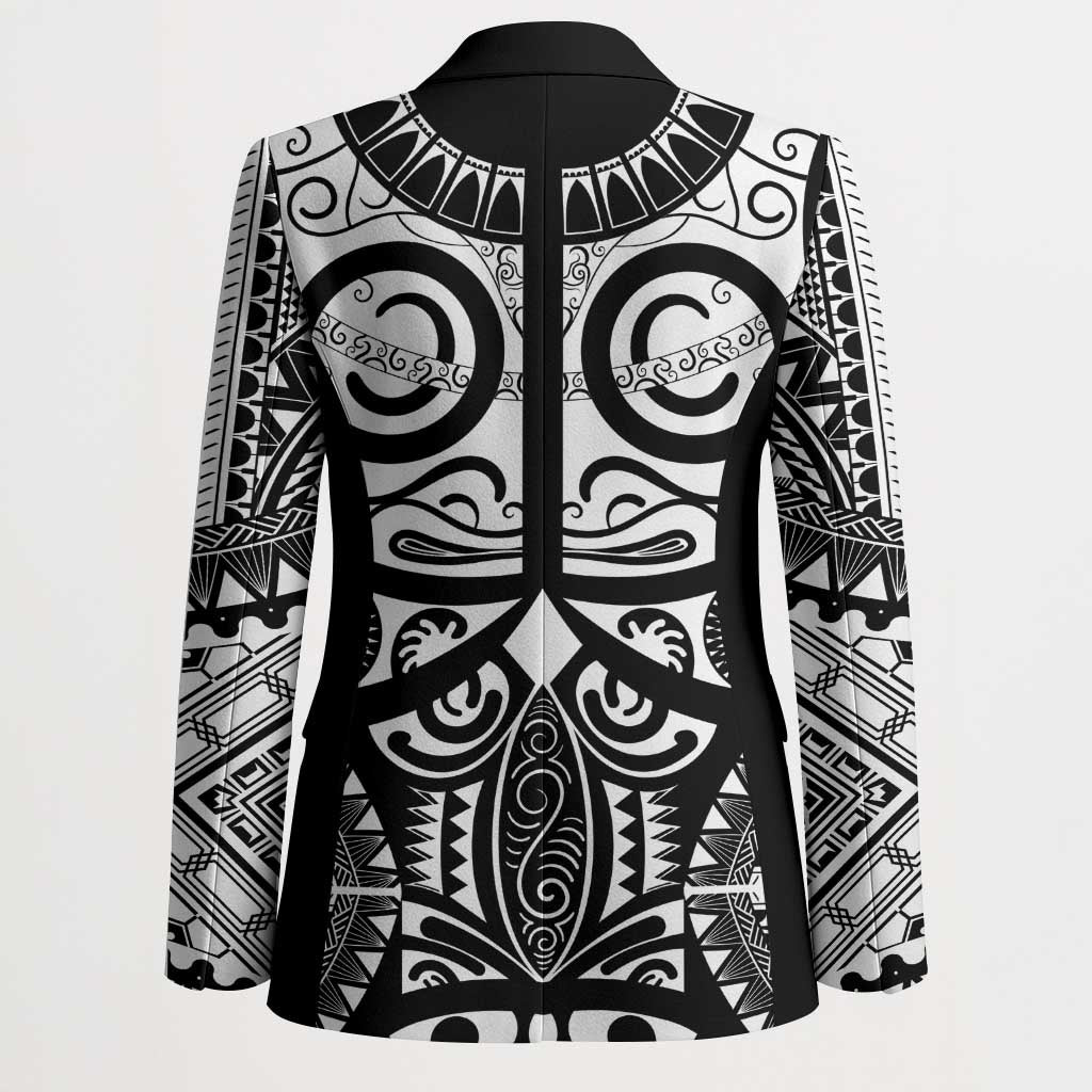 Marquesas Islands Blazer Marquesan Tattoo Black White Color - Polynesian Pride