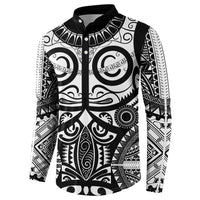 Marquesas Islands Button Sweatshirt Marquesan Tattoo Black White Color - Polynesian Pride