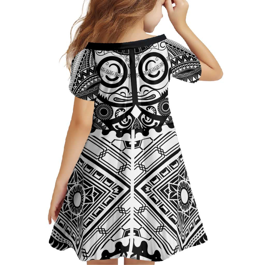 Marquesas Islands Family Matching Mermaid Dress and Hawaiian Shirt Marquesan Tattoo Black White Color LT14 - Polynesian Pride
