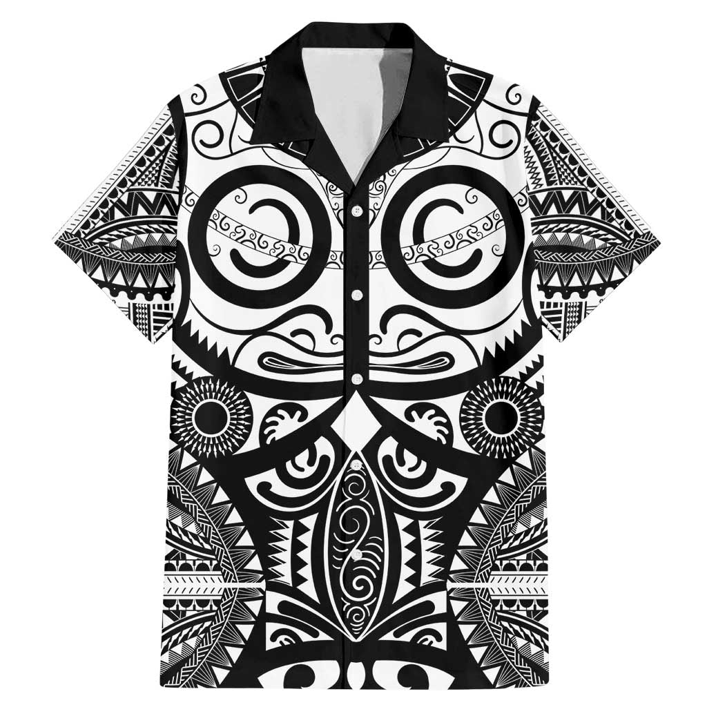 Marquesas Islands Family Matching Mermaid Dress and Hawaiian Shirt Marquesan Tattoo Black White Color LT14 Dad's Shirt - Short Sleeve Black - Polynesian Pride
