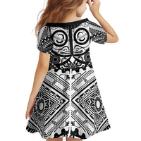 Marquesas Islands Family Matching Off Shoulder Maxi Dress and Hawaiian Shirt Marquesan Tattoo Black White Color - Polynesian Pride