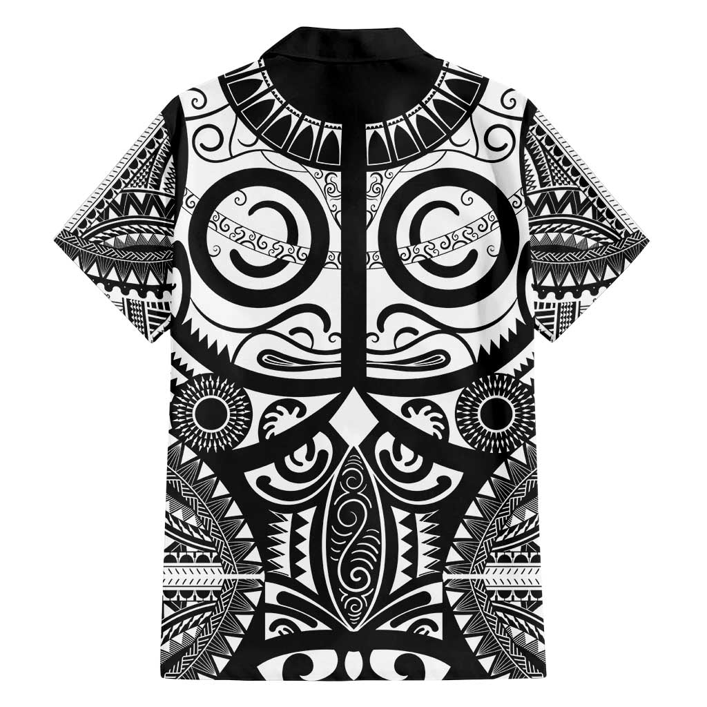 Marquesas Islands Family Matching Off Shoulder Maxi Dress and Hawaiian Shirt Marquesan Tattoo Black White Color - Polynesian Pride