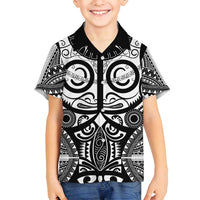 Marquesas Islands Family Matching Off Shoulder Maxi Dress and Hawaiian Shirt Marquesan Tattoo Black White Color - Polynesian Pride
