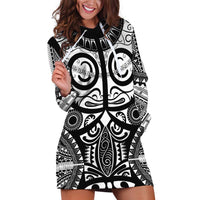 Marquesas Islands Hoodie Dress Marquesan Tattoo Black White Color - Polynesian Pride