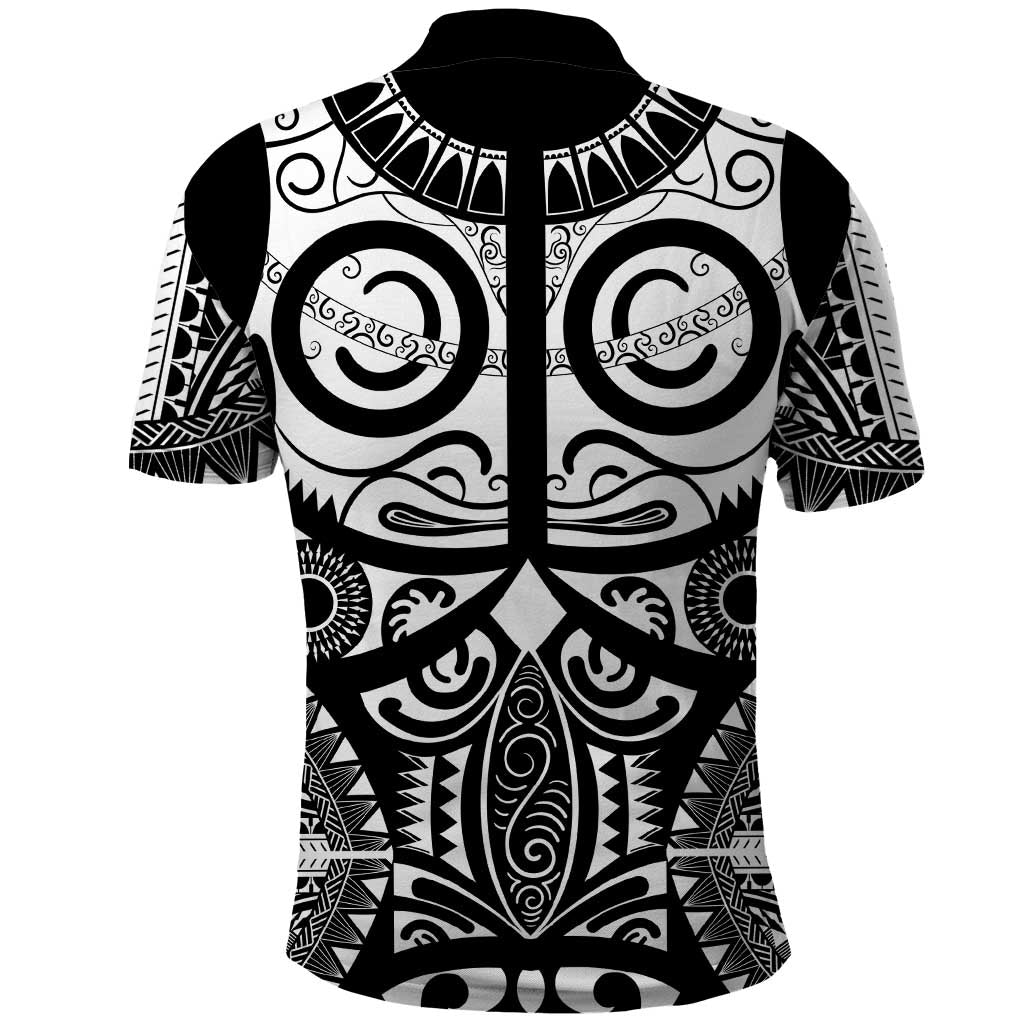 Marquesas Islands Polo Shirt Marquesan Tattoo Black White Color - Polynesian Pride