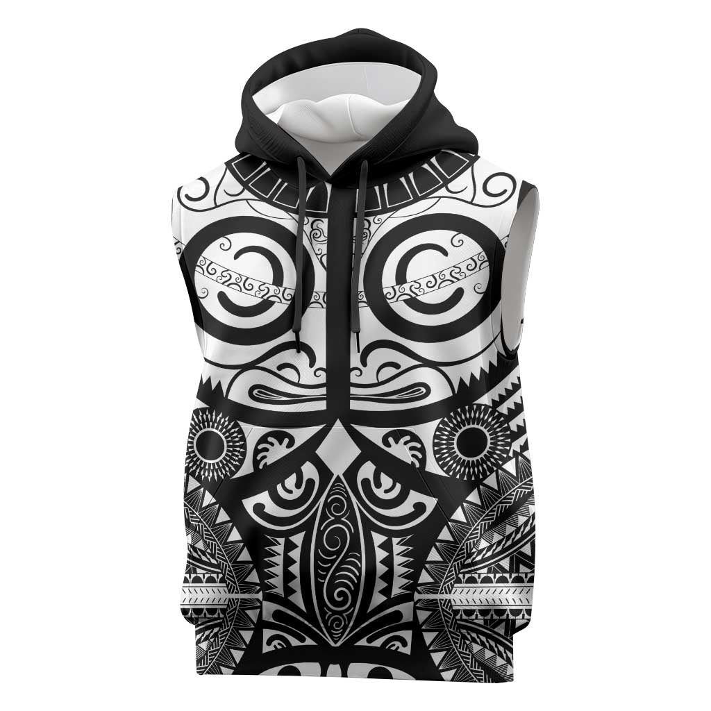 Marquesas Islands Sleeveless Hoodie Marquesan Tattoo Black White Color - Polynesian Pride