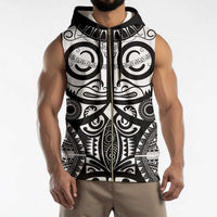 Marquesas Islands Sleeveless Zip Hoodie Marquesan Tattoo Black White Color - Polynesian Pride