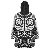 Marquesas Islands Wearable Blanket Hoodie Marquesan Tattoo Black White Color - Polynesian Pride