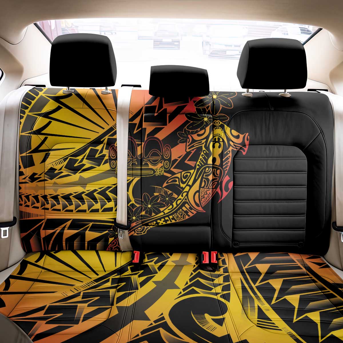 Gradient Marquesas Islands Back Car Seat Cover Marquesan Matatiki Hammerhead Shark Patutiki - Polynesian Pride