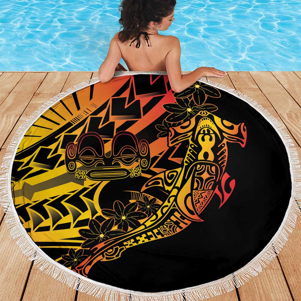 Gradient Marquesas Islands Beach Blanket Marquesan Matatiki Hammerhead Shark Patutiki - Polynesian Pride