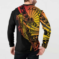 Gradient Marquesas Islands Button Sweatshirt Marquesan Matatiki Hammerhead Shark Patutiki - Polynesian Pride