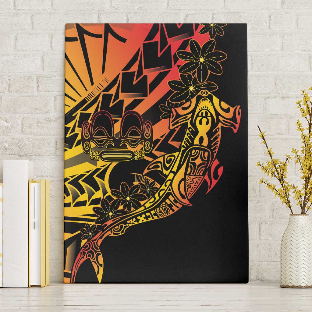 Gradient Marquesas Islands Canvas Wall Art Marquesan Matatiki Hammerhead Shark Patutiki - Polynesian Pride
