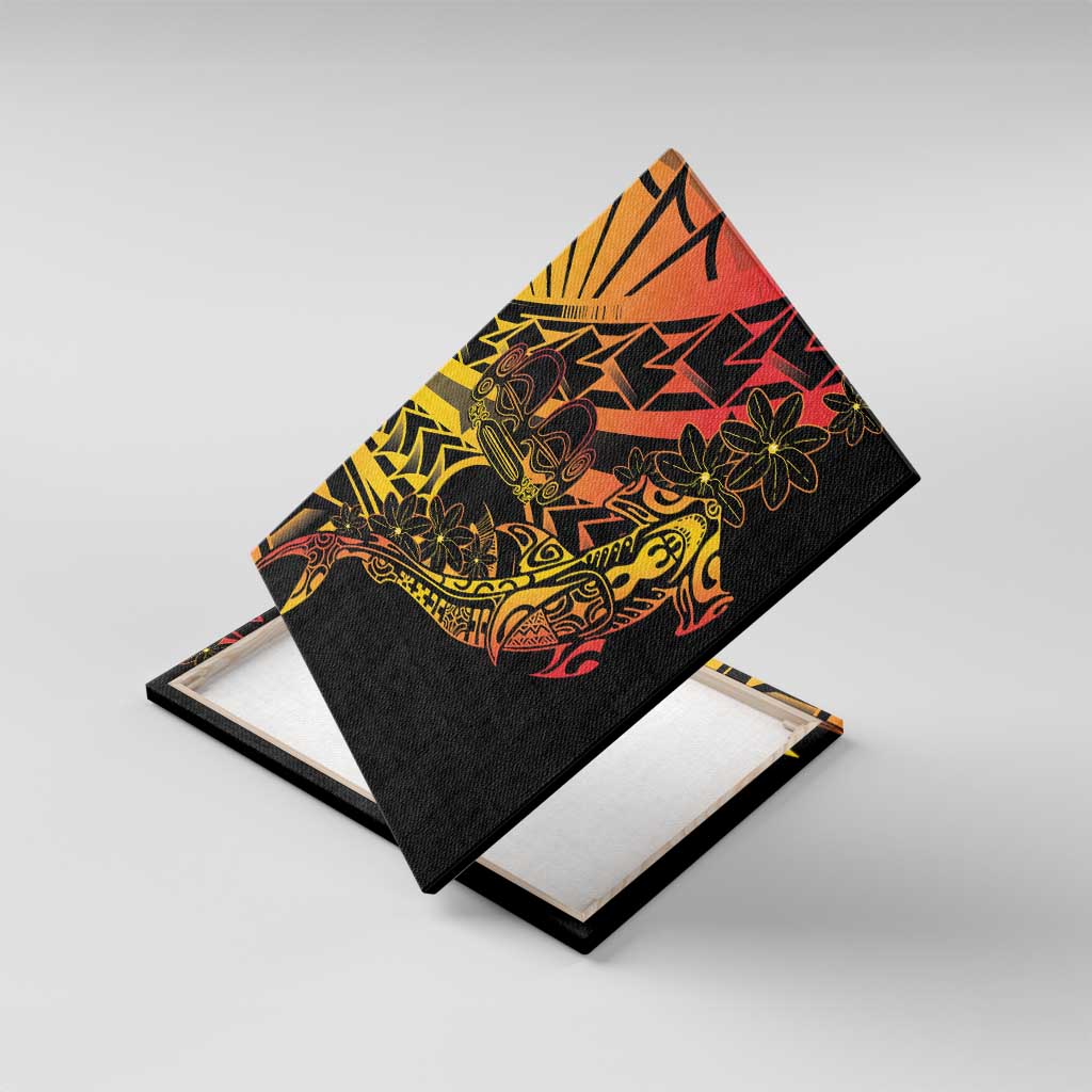 Gradient Marquesas Islands Canvas Wall Art Marquesan Matatiki Hammerhead Shark Patutiki - Polynesian Pride