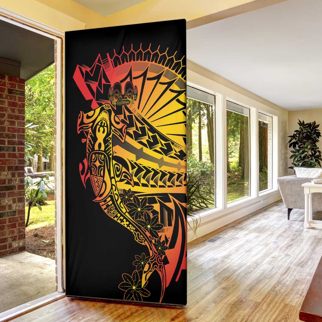 Gradient Marquesas Islands Door Cover Marquesan Matatiki Hammerhead Shark Patutiki - Polynesian Pride